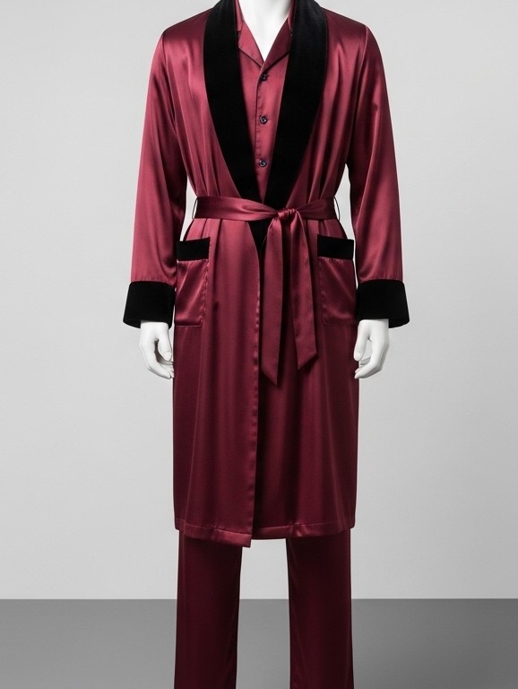 Burgundy Silk Smoking Set