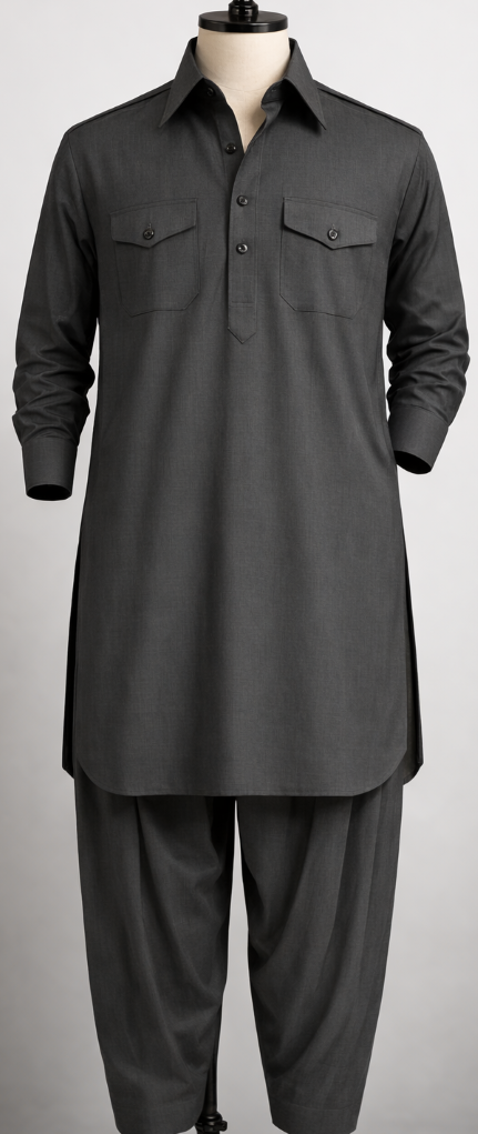 Charcoal Pathani Suit