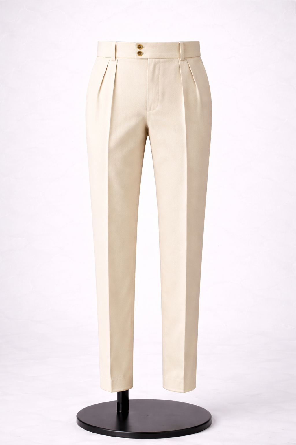 Cream High-Rise Trousers