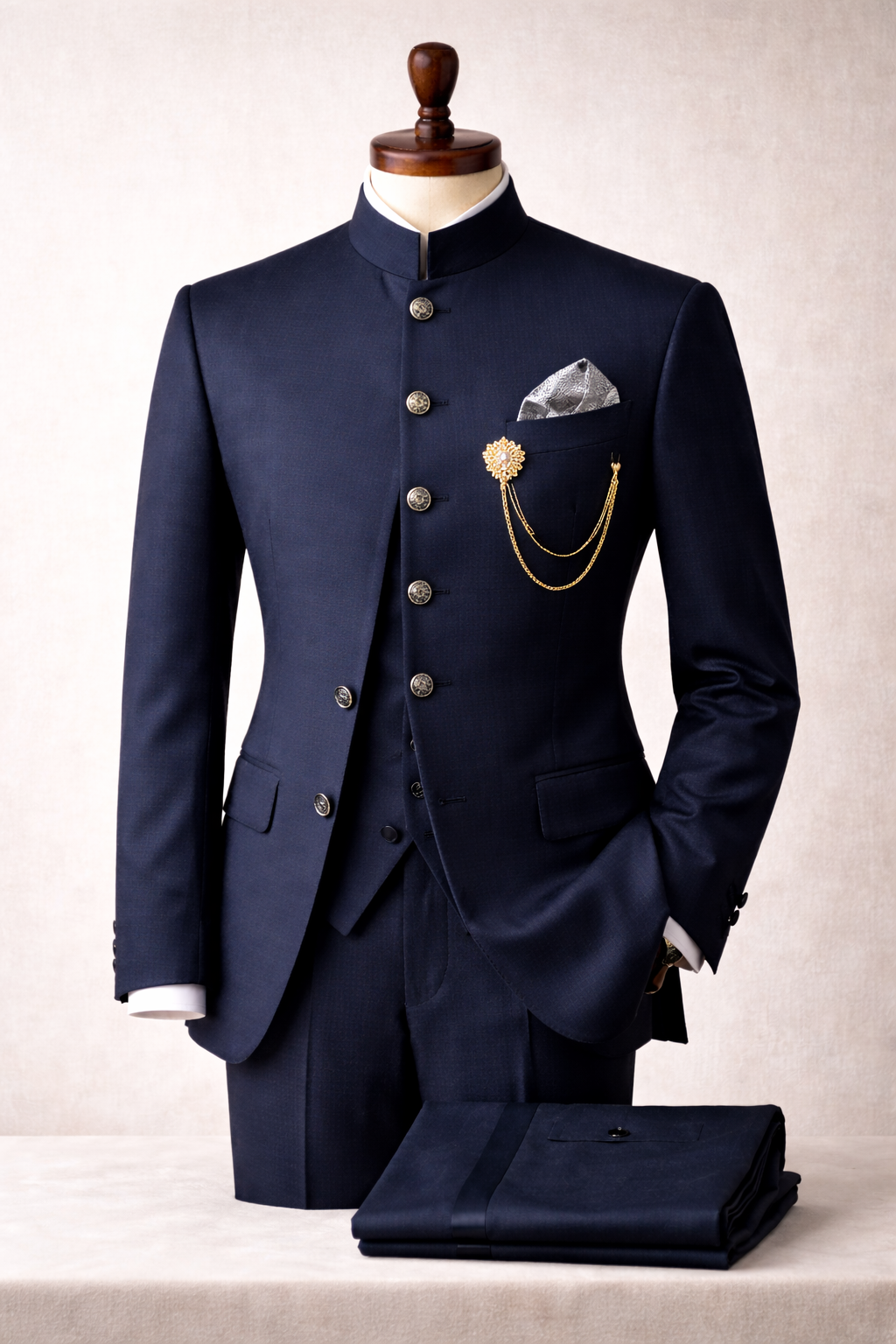 Navy Bandhgala Nehru Jacket Set