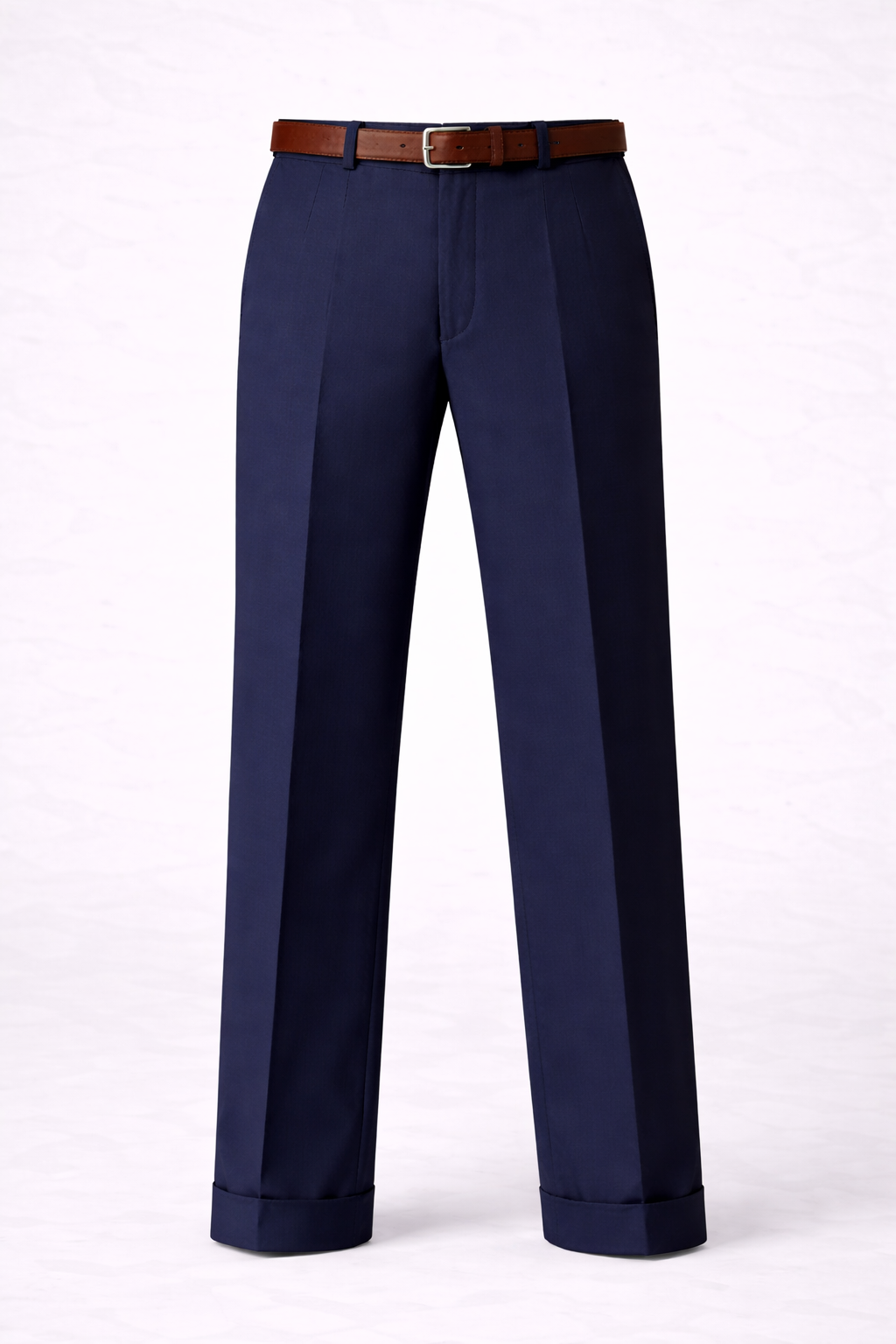 Navy Flat-Front Dress Trousers